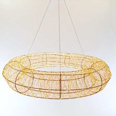 LIGHTED WREATH, 12480 WARM WHITE LED, WITH TRANSFORMER, COPPER WIRE, 90cm, IP44