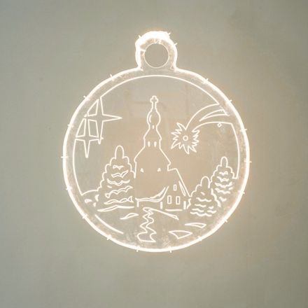 ΕΠΑΓΓΕΛΜΑΤΙΚΟ ΣΧΕΔΙΟ ΚΡΕΜΑΣΤΟ ΜΕ PLEXI GLASS, ΕΚΚΛΗΣΙΑ ΜΕ ΑΣΤΕΡΙΑ, ΘΕΡΜΗ ΛΕΥΚΗ ΤΑΙΝΙΑ LED, 48x2x63cm, IP65