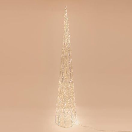 LIGHTED CONE IRIDESCENT 210cm, 2400 LED, 31V ADAPTOR, TIMER, SILVER COPPER WIRE, WARM WHITE LED, LEAD WIRE 5m, IP44