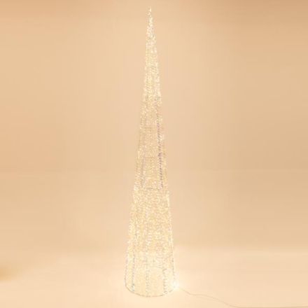 LIGHTED CONE IRIDESCENT 280cm, 3200 LED, 31V ADAPTOR, TIMER, SILVER COPPER WIRE, WARM WHITE LED, LEAD WIRE 5m, IP44