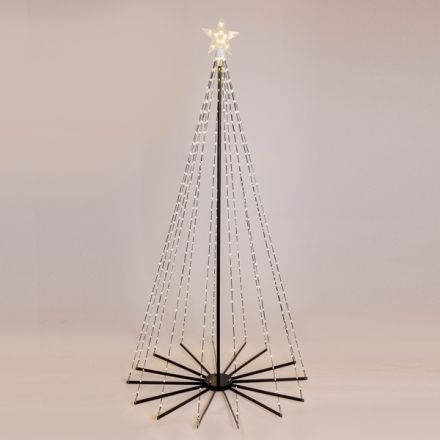 LIGHTED TREE WITH STAR ON TOP 120cm, 31V ADAPTOR, FOLDABLE BASE, 325 MINI MILKY LED, BLACK FLAT COPPER WIRE, WARM WHITE LED, LEAD WIRE 5m, IP44