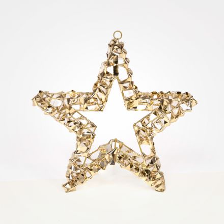 ΦΩΤΙΖΟΜΕΝΟ ΑΣΤΕΡΙ ΧΡΥΣΟ 50cm, 50 LED, ΜΠΑΤΑΡΙΑΣ 3XAA, TIMER, ΑΣΗΜΙ ΧΑΛΚΙΝΟ ΚΑΛΩΔΙΟ, ΘΕΡΜΟ ΛΕΥΚΟ LED, ΠΡΟΕΚΤΑΣΗ ΠΑΡΟΧΗΣ 30cm, IP20