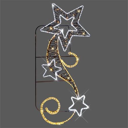 POLE DECORATION PROFESSIONAL DESIGN ALUMINUM WITH STAR, WHITE AND WARM WHITE LED ROPE LIGHT, WITH WARM WHITE LED, 73χ175,IP65