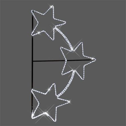 POLE DECORATION PROFESSIONAL DESIGN ALUMINUM WITH 3 STARS, WHITE LED ROPE LIGHT, 95χ170,IP44