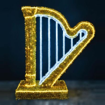 PROFESSIONAL DESIGN 3D, HARP, YELLOW AND WHITE LED ROPE LIGHT, IP65
