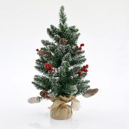 SNOWY GREEN TREE WITH ORNAMENTS 60cm