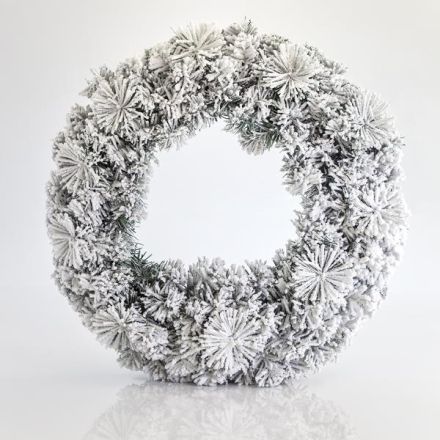 NATURAL SNOWY WREATH, 50cm