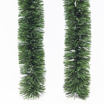 TINSEL GARLAND DENSE 5m x 8cm NATURAL GREEN COLOUR