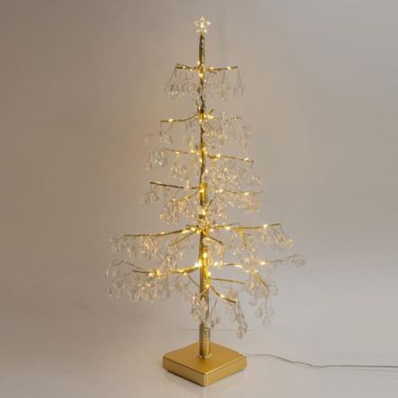 ACRΥLIC CHAMPAGNE TREE WITH TOP STAR, 4,5V ADAPTOR, 80 WARM WHITE MINI LED, 60cm, IP44