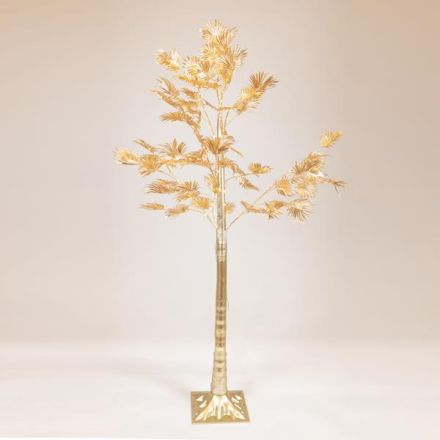  GOLD TREE WITH PALM LEAVES 1,5m, 4,5V ADAPTOR, 110 WARM WHITE MINI LED, LEAD WIRE 3m , IP44