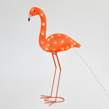 ACRYLIC FLAMINGO, 48 WHITE LED, 28x14x65cm, IP44
