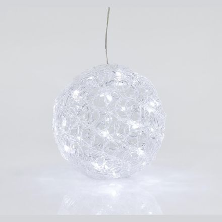 ΑΚΡΥΛΙΚΗ ΜΠΑΛΑ, 30 ΛΕΥΚΑ LED, ΜΕ ΜΕΤΑΣΧΗΜΑΤΙΣΤΗ, 20cm, IP44