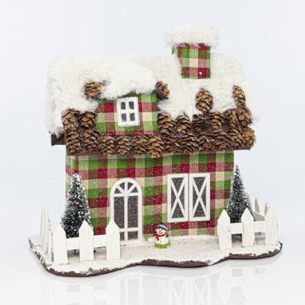 DECORATIVE HOUSE, CHECKED, 25x17,5x24cm