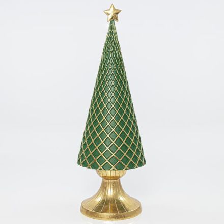 TREE, GREEN WITH GOLD BASE, 14x14x40,9cm