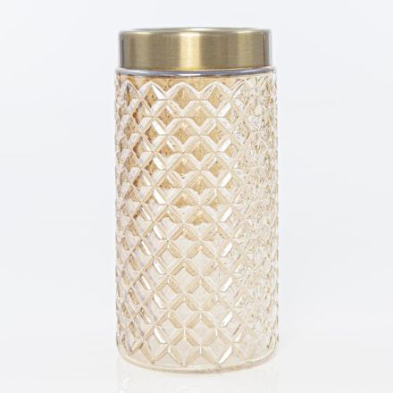 GLASS JAR, LIGHT GOLD, 10x11x22cm