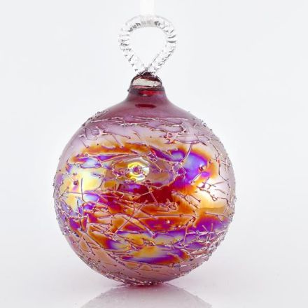 TRANSPARENT GLASS BALL, IRIDESCENTRED, SET 4PCS, 10cm