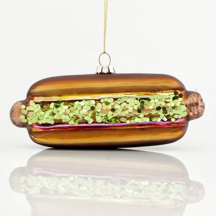 GLASS ORNAMENT, HOT DOG, 3,5x6x12,5cm