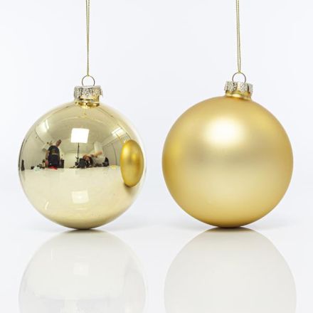 GLASS BALL, GOLD, MATTE AND SHINY, SET 4 PCS, 10cm