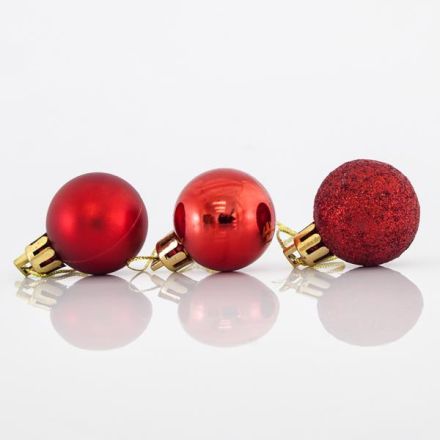 PLASTIC RED BALLS, SET 24 PCS, 3cm