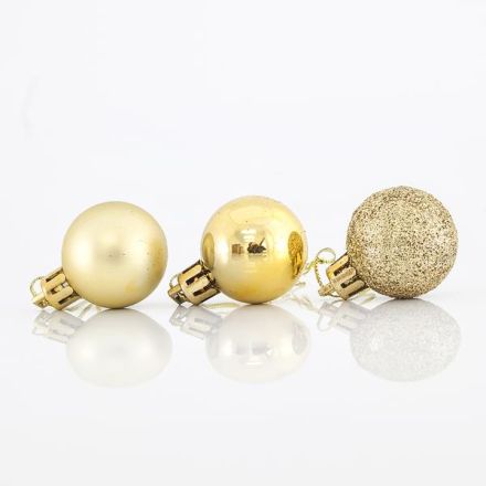 PLASTIC GOLDEN BALLS, SET 24 PCS, 3cm