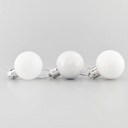 PLASTIC WHITE BALLS, SET 24 PCS, 3cm