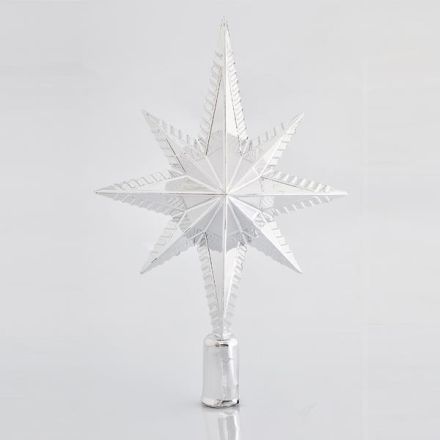 PLASTIC TOP TREE, SILVER STAR, SHINY, 30cm