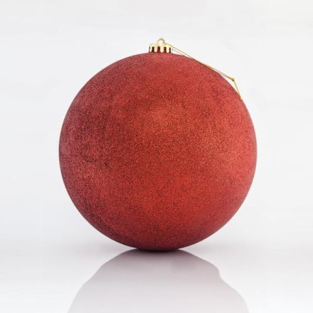 PLASTIC RED GLITTER BALLS, SET 2PCS, 20cm