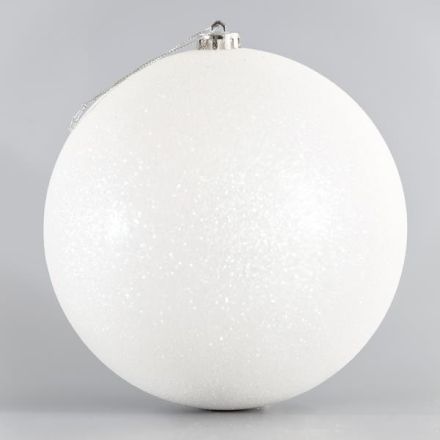PLASTIC WHITE GLITTER BALLS, SET 2PCS, 20cm