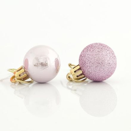 PINK BALL, PLASTIC, SET 27PCS, (9 PEARL, 18 GLITTER), 3cm