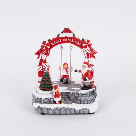SWING WITH SANTA, RED AND WHITE, WITH ADAPTOR, WITH MUSIC AND MOVEMENT, 19x13,5x22cm