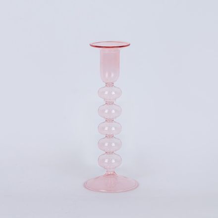BUBBLE CANDLE HOLDER, PINK, 8x25.5cm