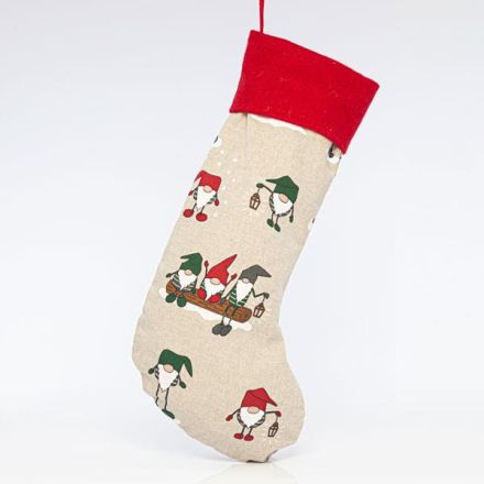 SOCK, BEIGE WITH DWARFS, 50x28cm