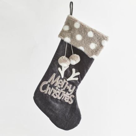 SOCK, VELVET GREY, WITH PON PON, 28x5x55cm