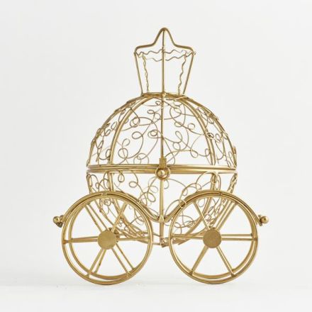 CARRIAGE, WITH CROWN, METAL, GOLD, 17x22,5cm