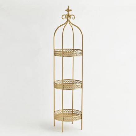 CAGE, THREE FLOORS, METAL, GOLD, 23x21,5x91cm