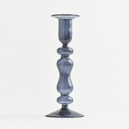 GLASS CANDLE HOLDER, BLACK, 6,5x18,5cm