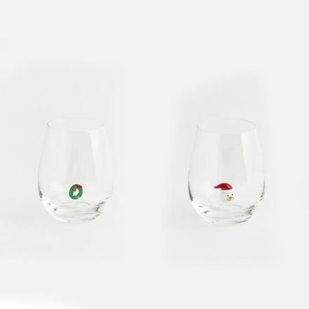 GLASS, WITH WREATH AND SANTA INSIDE, SET 2PCS