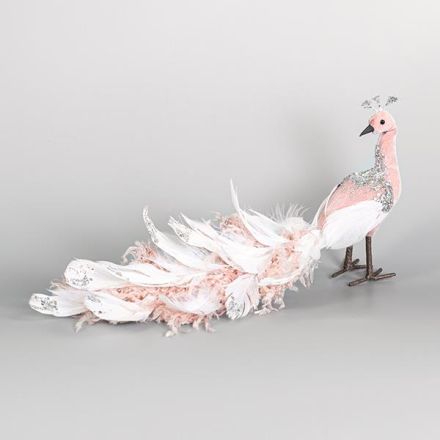 VELVET PEACOCK, PINK, 35x11cm
