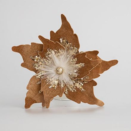 VELVET FLOWER, BROWN, 20cm