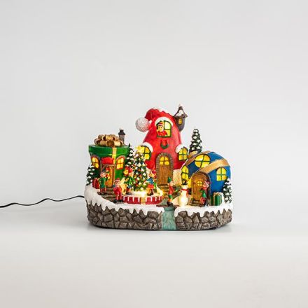 ELF VILLAGE, 11 LED, WITH ADAPTOR, WITH MOVEMENT, 31x23x24cm