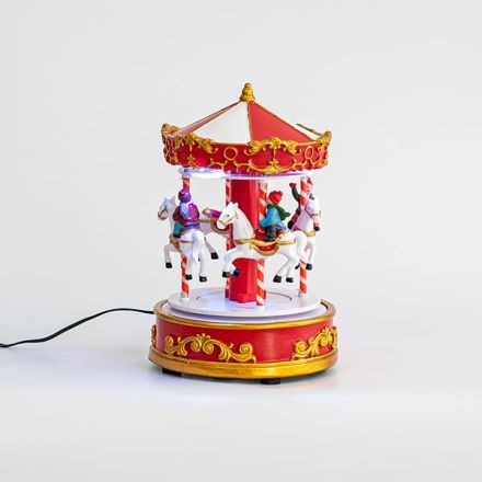 RED CAROUSSEL, 3 LED, WITH ADAPTOR, WITH MOVEMENT, 16x16x22cm