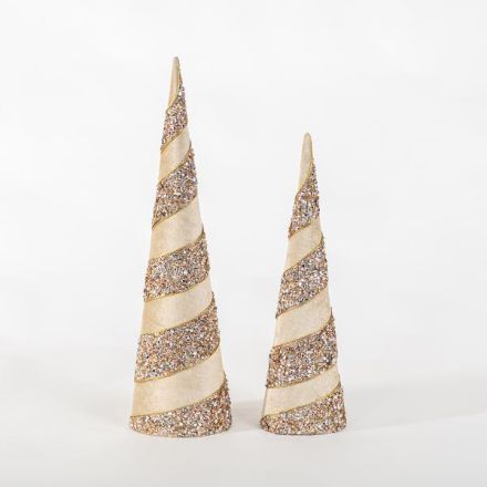 DECORATIVE TREES, CHAMPAGNE, SET 2 PCS, 11,4x40,6cm AND 14x50,8cm