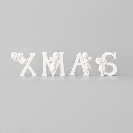 DECORATIVE XMAS WITH ANGELS, WHITE, 8,3x8,5cm, 7,7x7,9cm, 8,1x7,8cm, 7,1x8cm