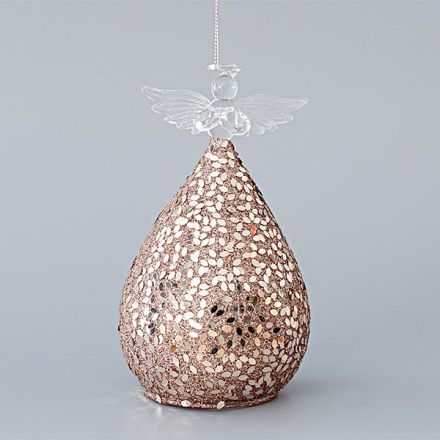 GLASS ORNAMENT, ANGEL, TRANSPARENT-BRONZE, 15cm