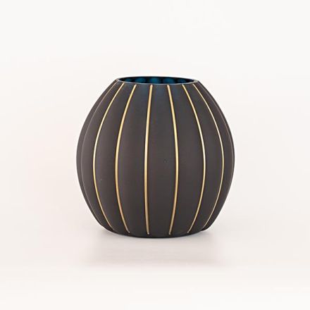 GLASS VASE, WITH GOLD LINES, 10,5x21,5x21cm