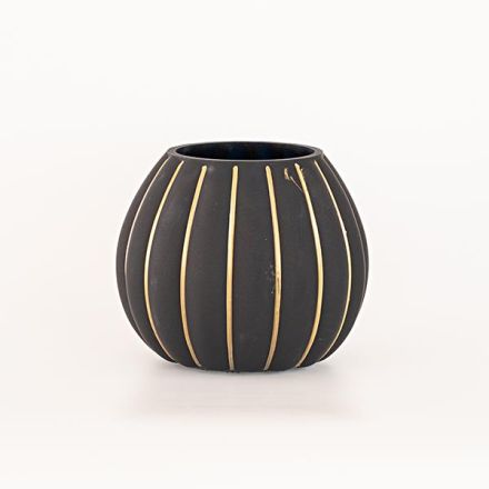 GLASS VASE, WITH GOLD LINES, 10x15x15cm