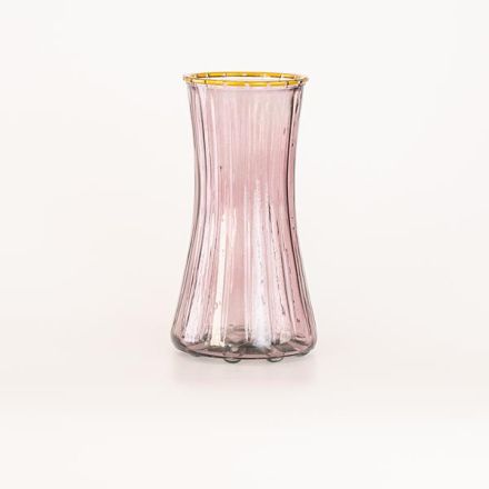 GLASS VASE, WITH RAISED LINES, PURPLE, 10,3x12,4x24cm