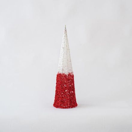 CONE TREE, WHITE-RED, 14x50cm