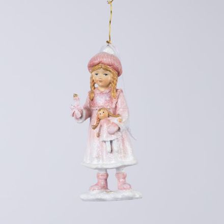 POLYRESIN HANGING ORNAMENT, GIRL WITH DOLL, 5x5x12,5cm