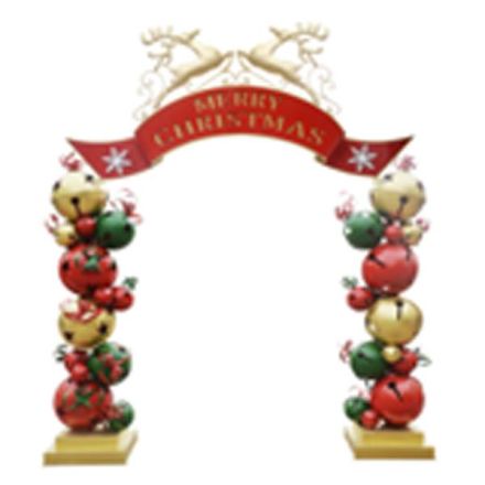 METALLIC ARCH WITH BELLS AND MERRY CHRISTMAS SIGN, 263x55x309cm